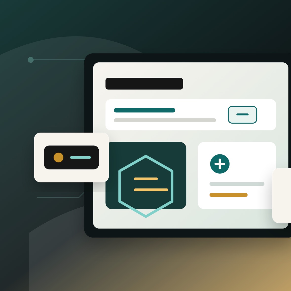 Secure connected device interface visual representing ACentauri engineering workflows